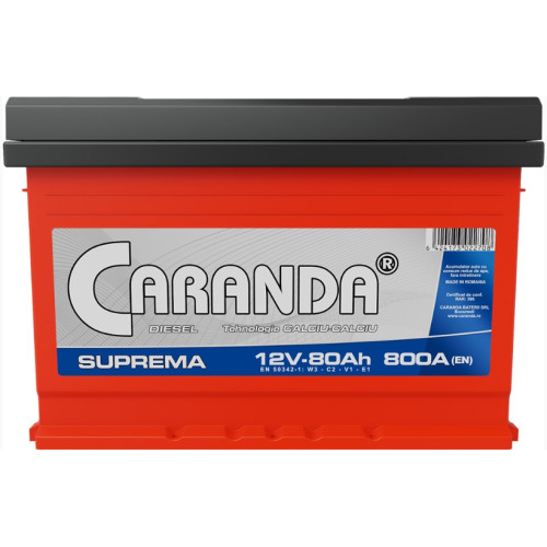 BATERIE AUTO CARANDA SUPREMA 12V 80AH 800A